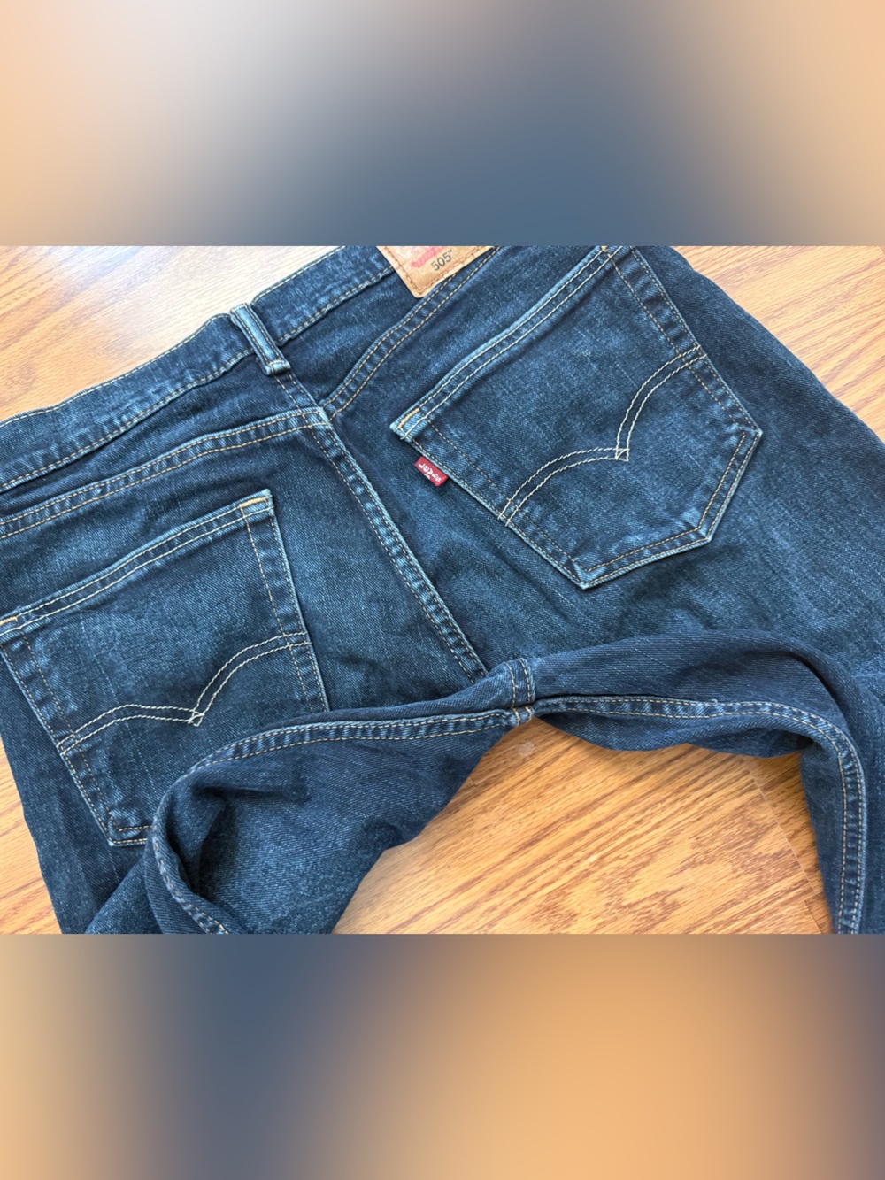 Levi Strauss Men's 505 Straight Jeans in Dark Blue Denim Size 32 x 32 EUC - Picture 4 of 13